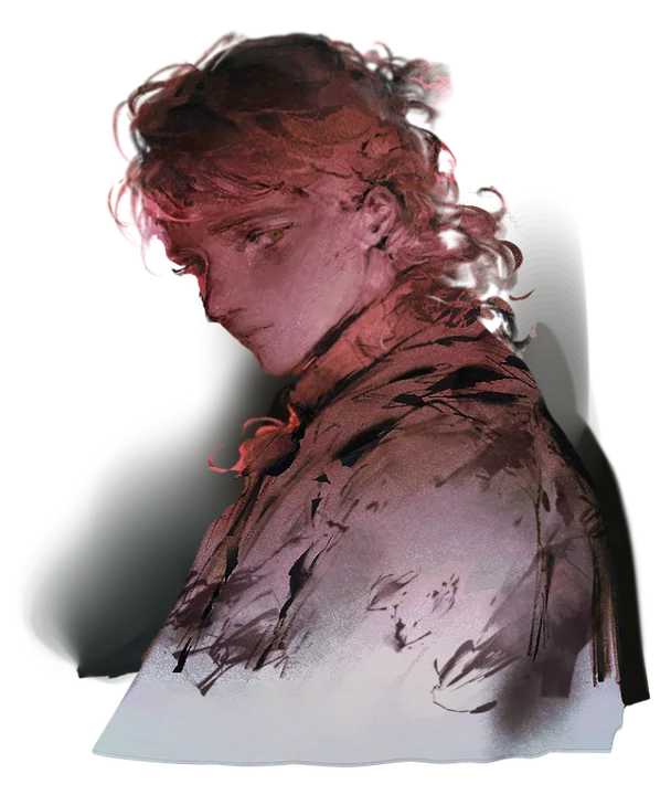 Jonah looks back over his shoulder, his face lit red against the darkness